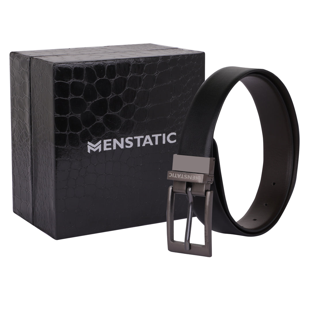 GREY PLAIN BUCKLE DARK BROWN & BLACK BELT